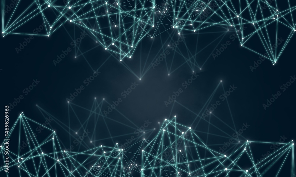 未来の３Dネットワーク構造を可視化したテクノロジー背景壁紙素材(4)　3D network technology in future background