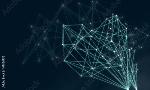 未来の３Dネットワーク構造を可視化したテクノロジー背景壁紙素材(1) 3D network technology in future background