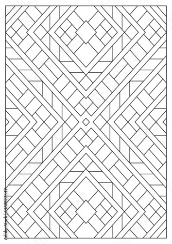 Portrait coloring pages for adults. Abstract illustration in Line Art style. Geometric composition. Black and white patterns. EPS8. Coloring-#371