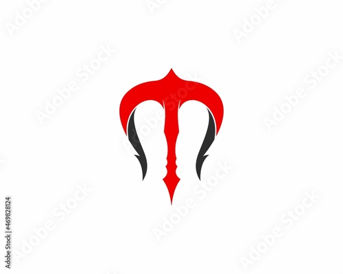 T Letter with trident shape logo