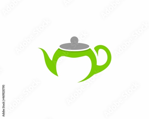 Teapot in green color illustration logo