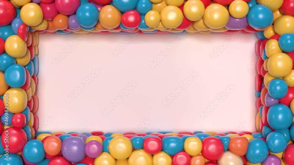 Glossy balloons filling the screen. Balloons form rectangle shape in the center. 3D rendering. Glossy balloons filling the screen. Balloons form rectangle shape in the center. 3D rendering.