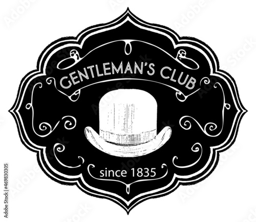 Gentlemen club, vintage retro label with chalk