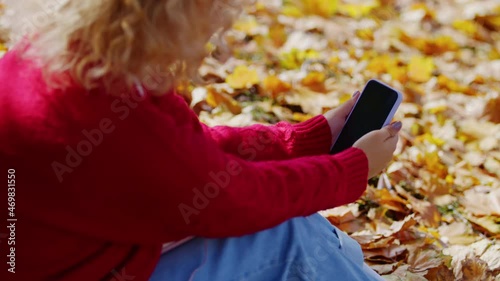Waiting anxiously for lovers call in the woods autumn season