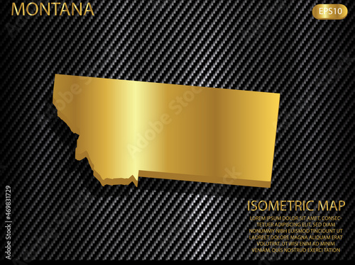  isometric map gold of Montana on carbon kevlar texture pattern tech sports innovation concept background. for website, infographic, banner vector illustration EPS10