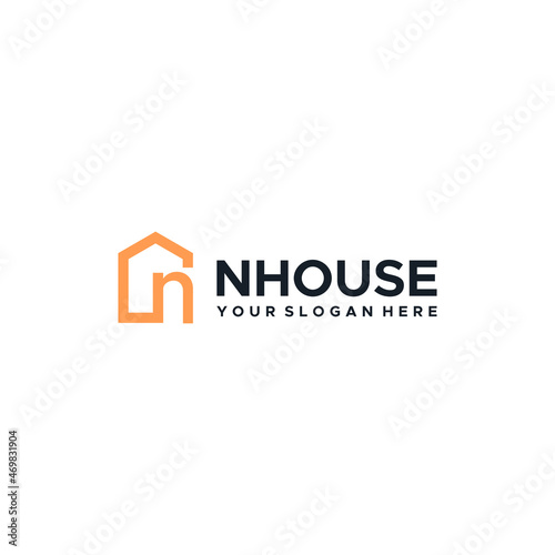 minimalist lettermark initial N NHOUSE logo design photo