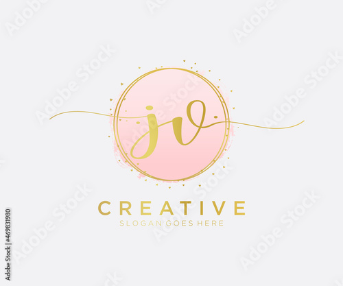 Initial JV feminine logo. Usable for Nature, Salon, Spa, Cosmetic and Beauty Logos. Flat Vector Logo Design Template Element.