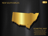  isometric map gold of New South Wales on carbon kevlar texture pattern tech sports innovation concept background. for website, infographic, banner vector illustration EPS10