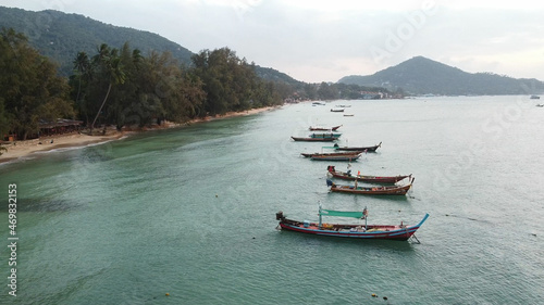 High angle view of Sairee beach with a long sandy beach in Koh Tao  Surat Thani  THAILAND.