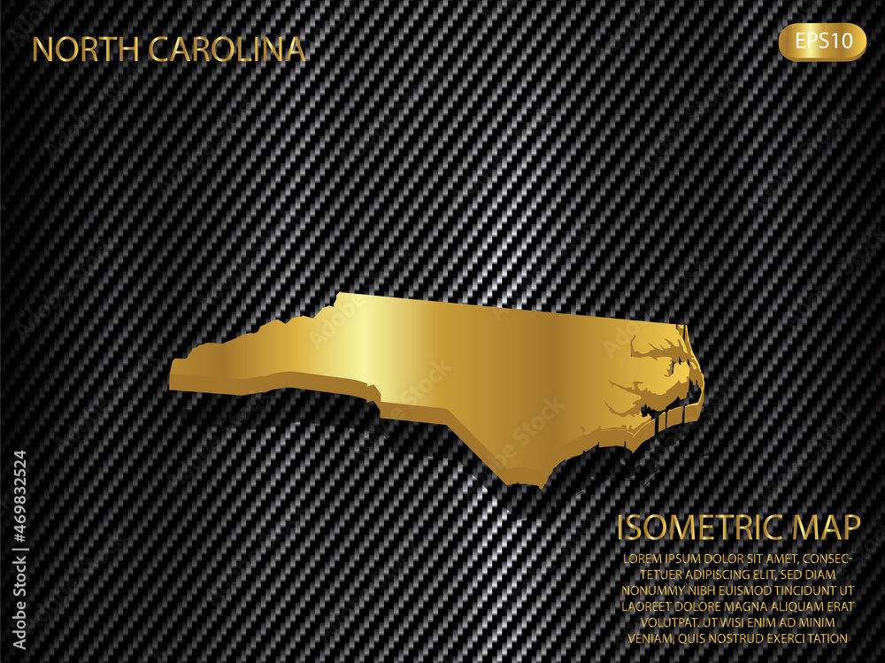 isometric map gold of North Carolina on carbon kevlar texture pattern ...