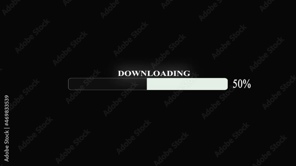 Animation of Futuristic Loading Transfer Download 0-100.Ideal for upload and progress concepts. Loading bar 0-100%.Futuristic progress loading bar 0-100 percent on Black Background. progress animation