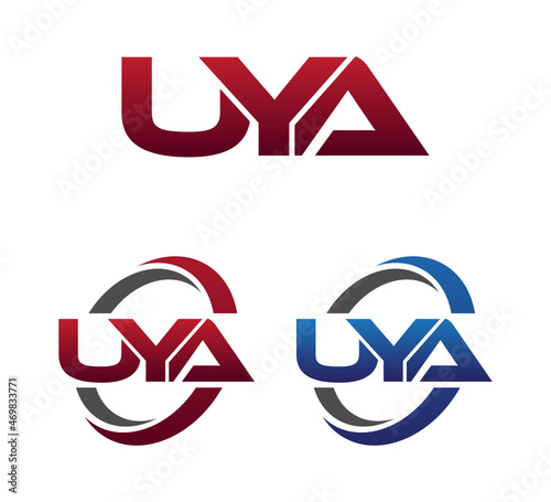 Modern 3 Letters Initial logo Vector Swoosh Red Blue UYA	
 photo