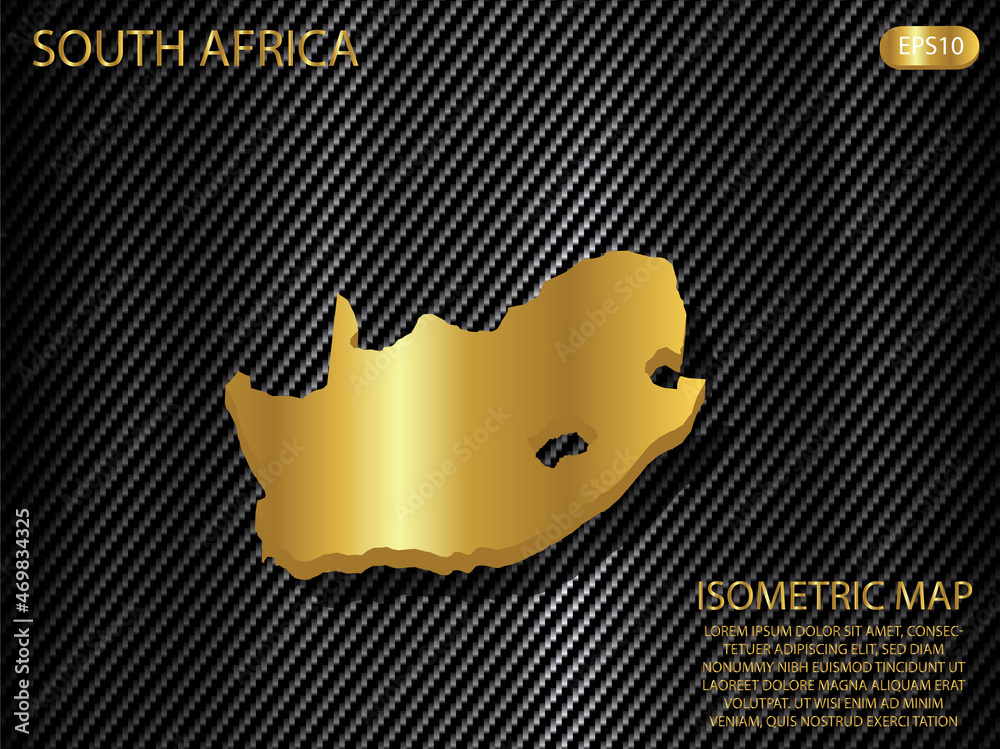 isometric map gold of South Africa on carbon kevlar texture pattern
