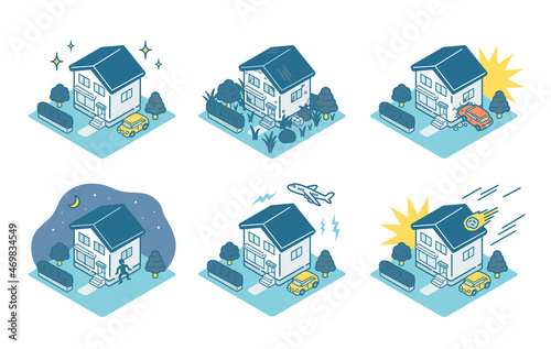 Isometrically drawn house set