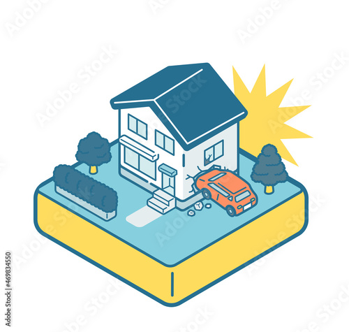 A car crashes into a house