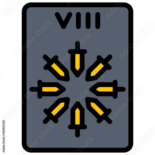 eight of swords filled outline icon