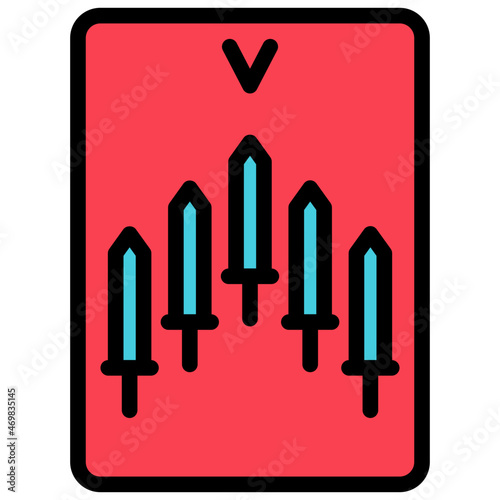five of swords filled outline icon