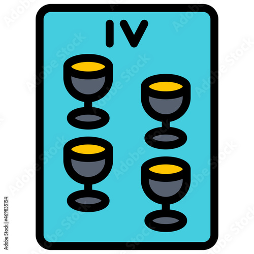 four of cups filled outline icon