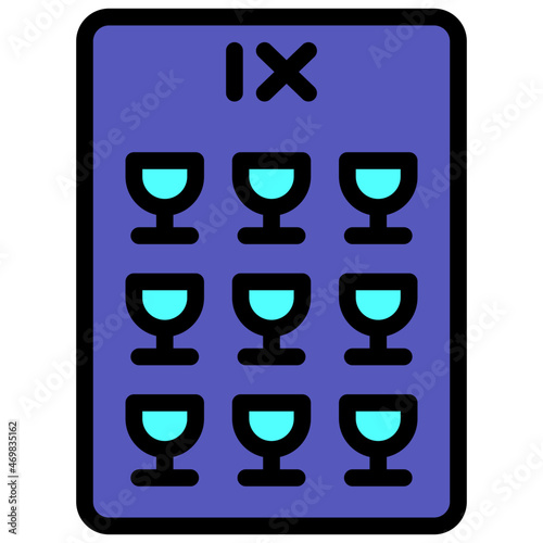 nine of cups filled outline icon