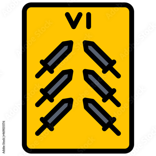 six of swords filled outline icon