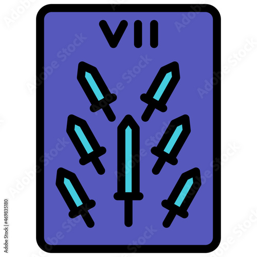 seven of swords filled outline icon