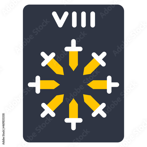 eight of swords flat icon