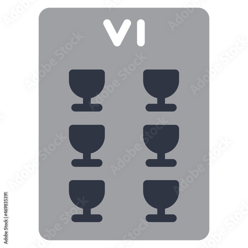 six of cups flat icon