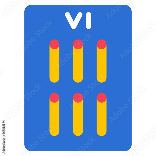 six of wands flat icon
