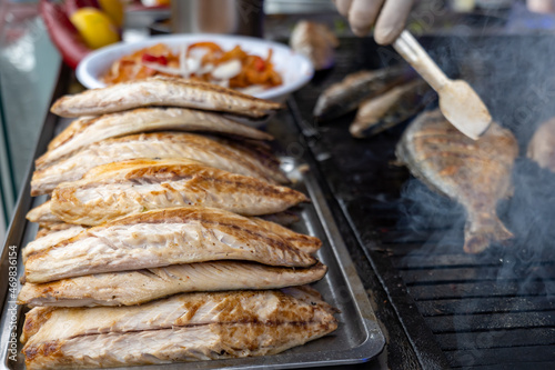 Canvas Print Grilled fish in Istanbul