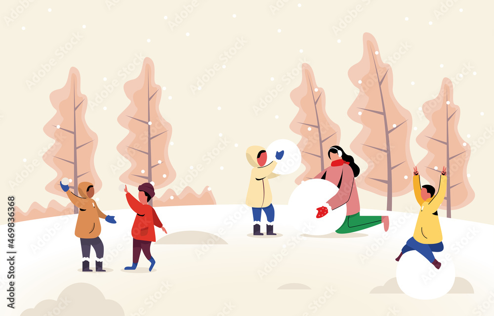 Winter people - park and snow Winter people - park and snow