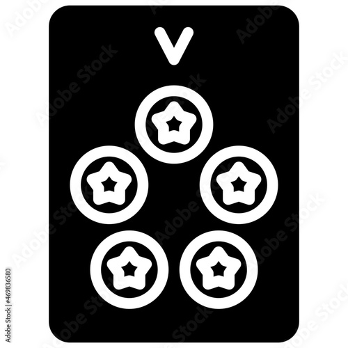 five of pentacles solid icon