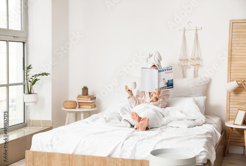 Morning of young woman with...