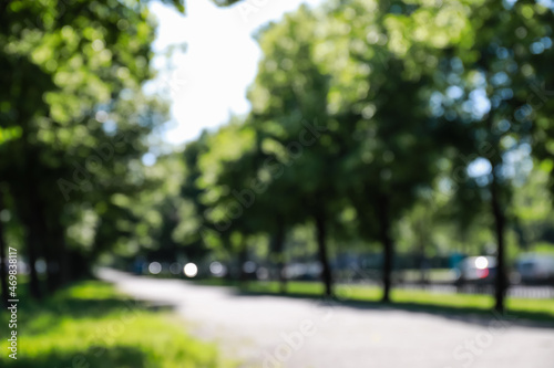 Blurred view of city park o...