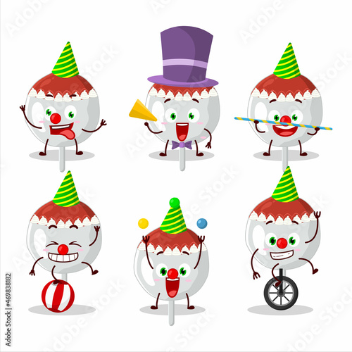 Cartoon character of christmas hat cookies candy with various circus shows