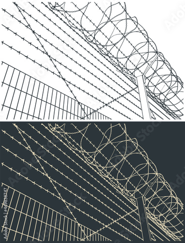 Barbed wire and razor tape illustration