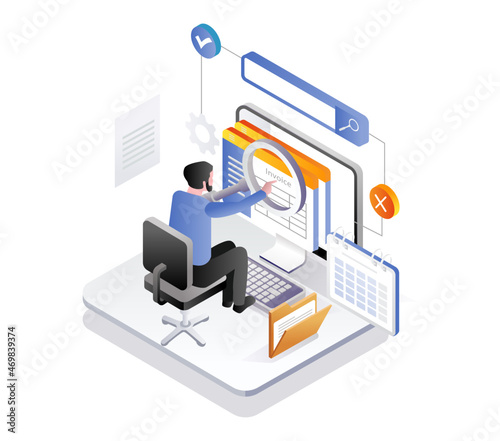 Man filtering invoices from document data