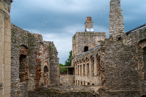 Well-preserved ruins of the palace in the town of Ujazd. photo