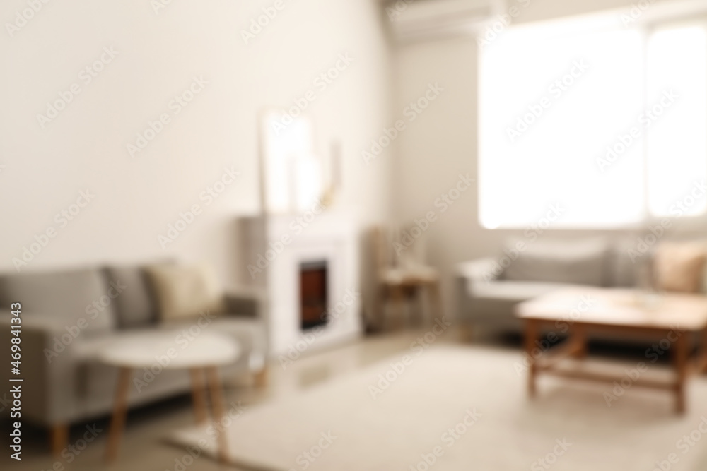 Stylish interior of living room, blurred view Stylish interior of living room, blurred view