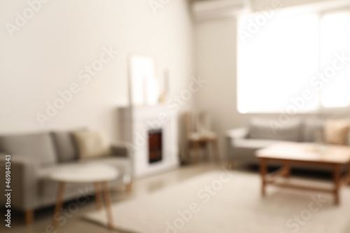 Stylish interior of living room  blurred view
