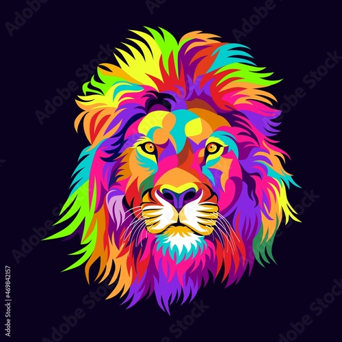 lion heads full of bright colors  symbols or logos  simple and elegant.