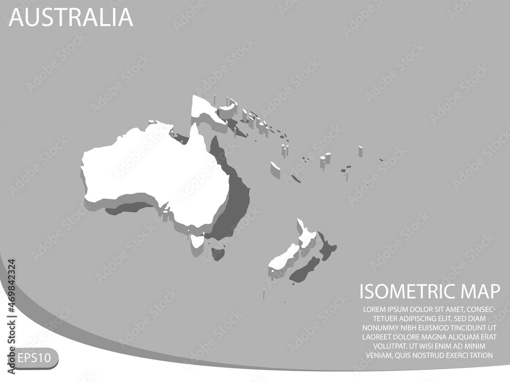 white isometric map of Australia elements gray
 background for concept map easy to edit and customize. eps 10
