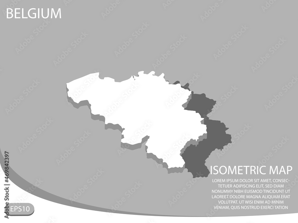 white isometric map of Belgium elements gray
 background for concept map easy to edit and customize. eps 10