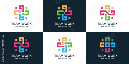 set of Medical logo template, Communication and family . Doctor team medical staff Suitable for medical business.