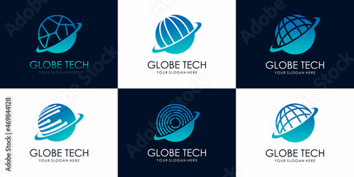 set of World Technology Logo Design Template
