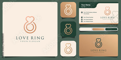 Logo design abstract engagement vector template. Illustration design of logotype business luxury jewelry symbol. Vector diamond ring love web icon.