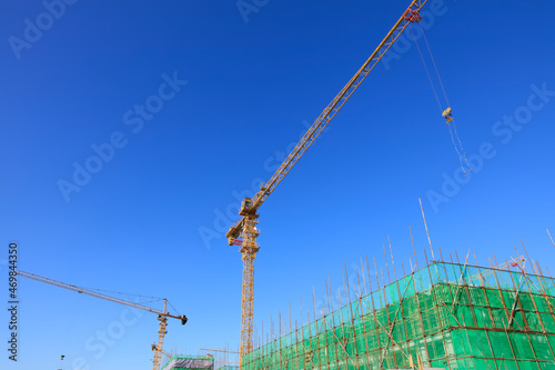 the construction worker's tower crane, Residential buildings are under construction