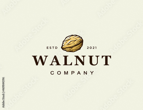 Handdrawn walnut seed logo template