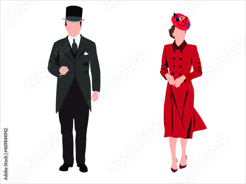 English man and woman in the traditional clothes Vector Illustration photo