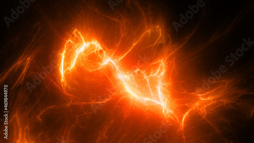 Fiery glowing high energy plasma energy field in space