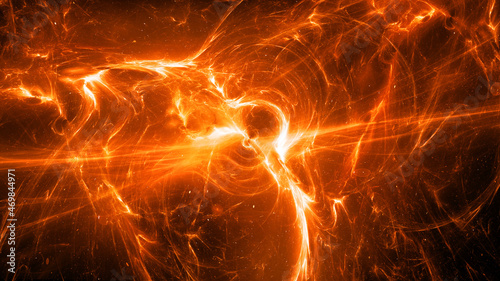 Fiery glowing multidimensional plasma in space photo